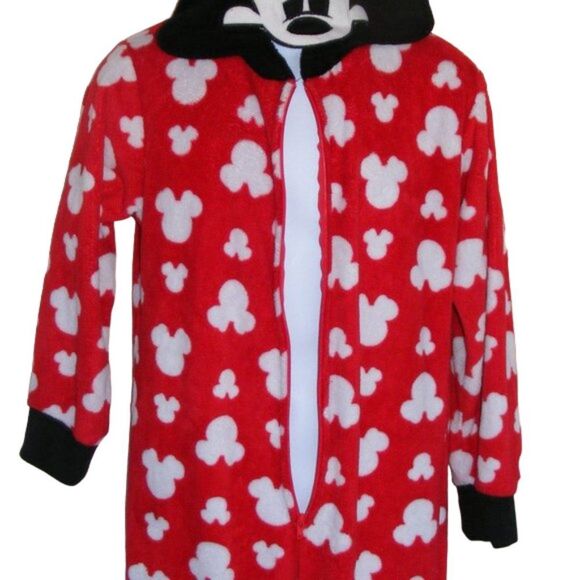 DISNEY Minnie Mouse Pajamas, M, One Piece, Union Suit, Red, White Ear logo - Picture 5 of 9